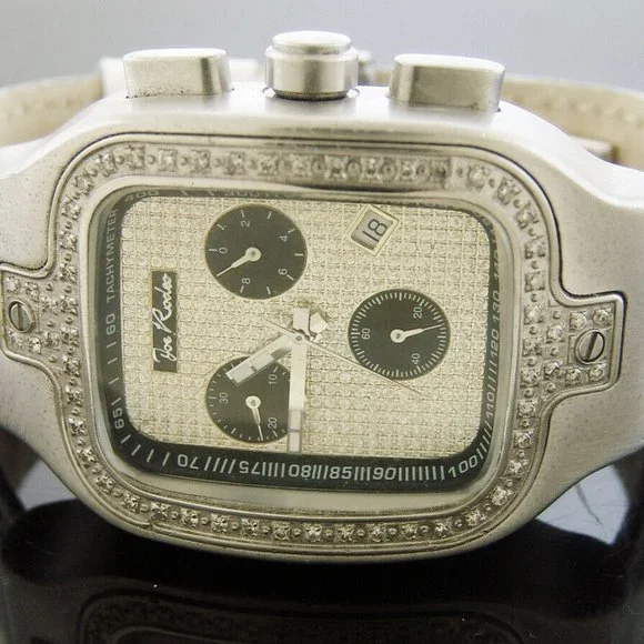 Joe Rodeo Unisex square 0.65Ct genuine diamonds stainless steel watch white band